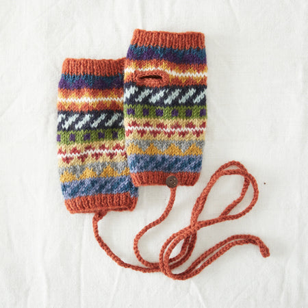 Wristwarmer Wool Gloves Cable Knit Multicoloured Dark Grey RAJA