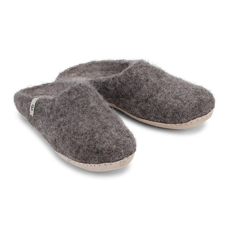 Wool Slipper Shoes Grey Felted Mule