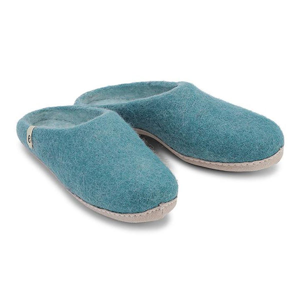 Wool Slippers Felted Mule Sea Blue EGOS Copenhagen