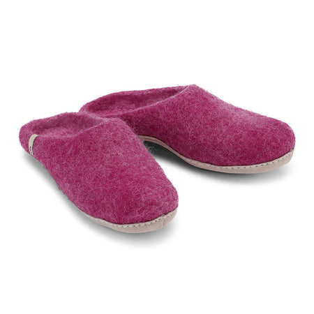Wool Slipper Shoes Red Felted Mule