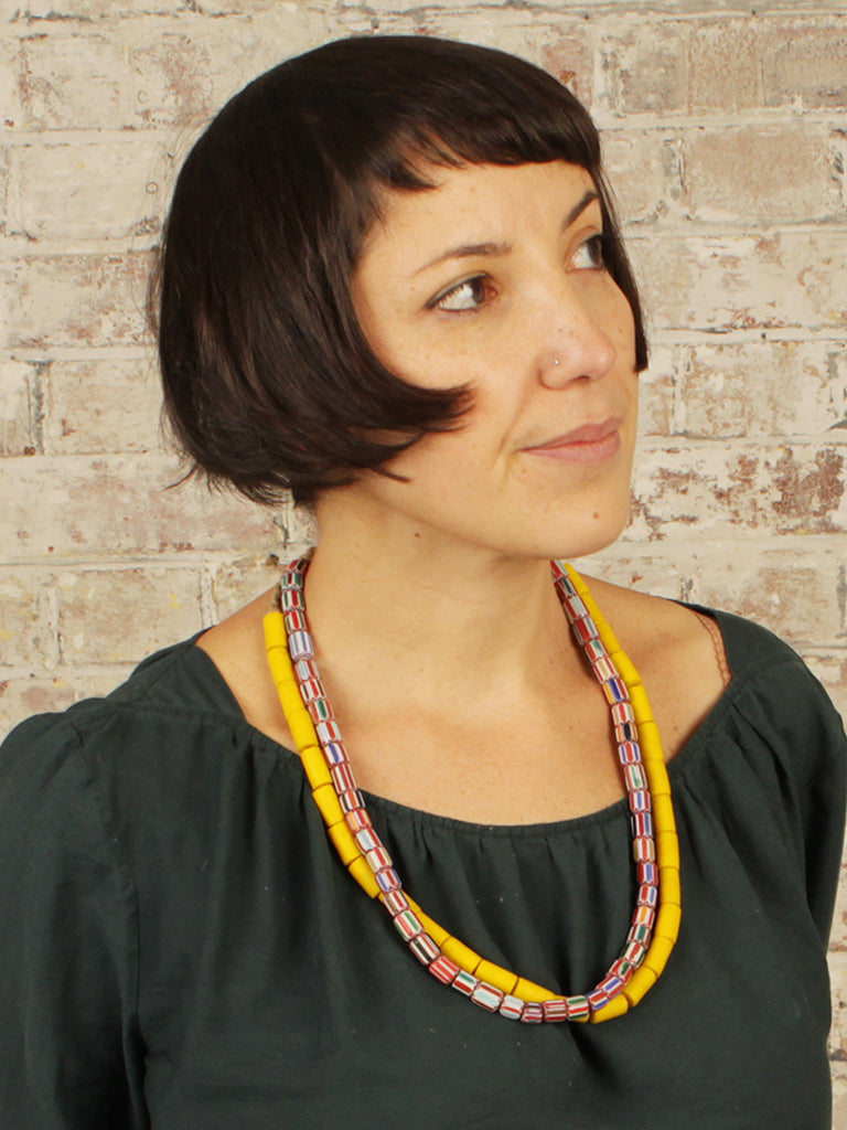 Jangali Opaque Recycled Glass Bead Necklace