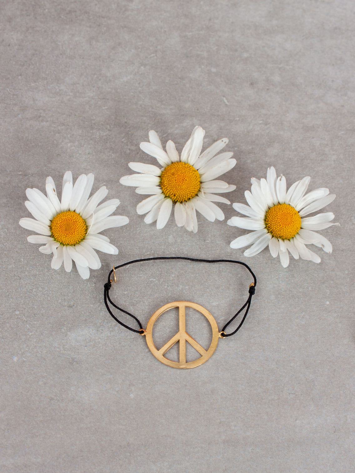 Gold Peace Bracelet Large Black