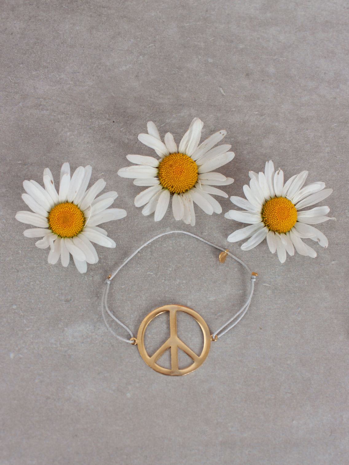 Gold Peace Bracelet Large Grey