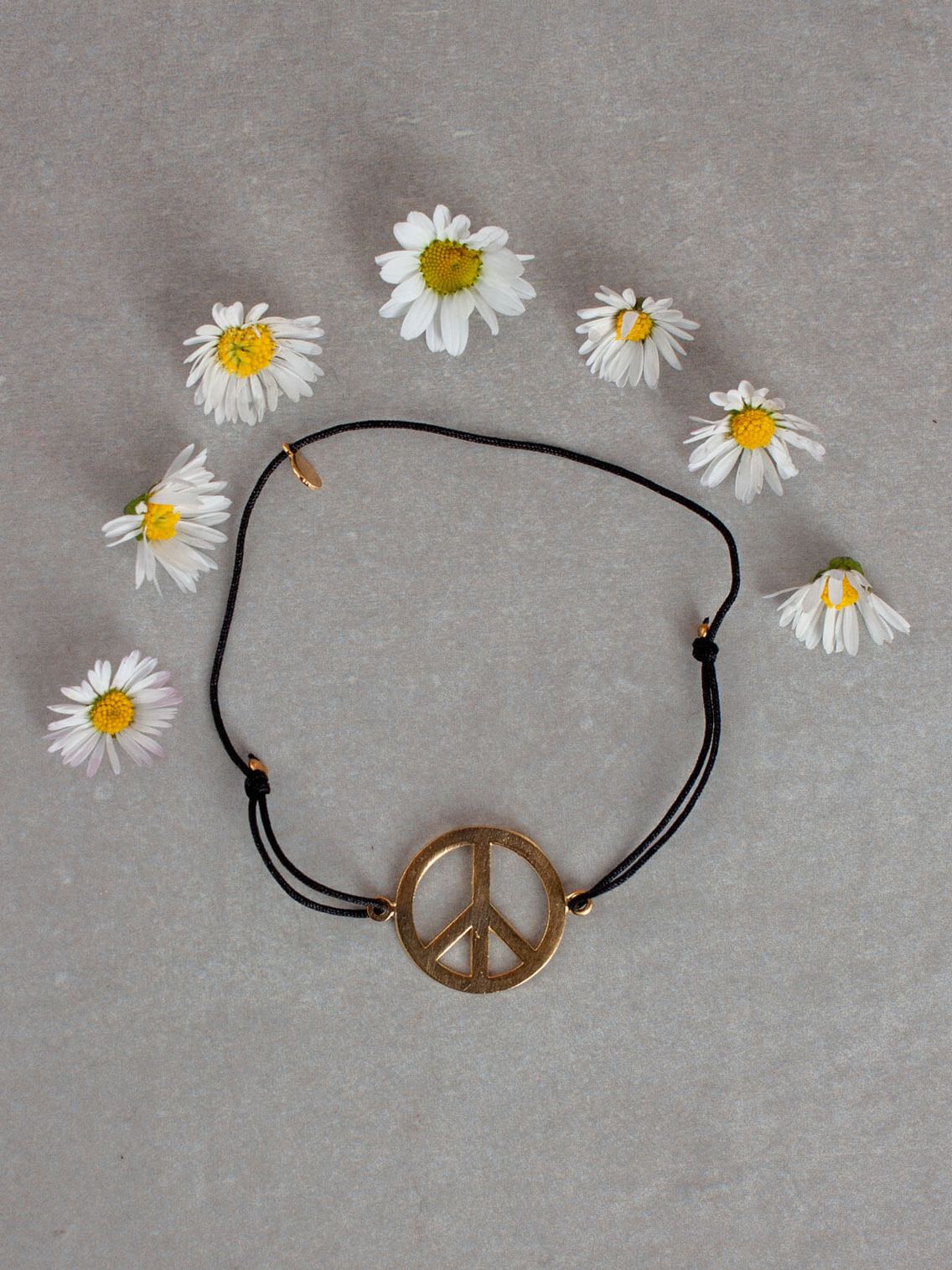 Gold Peace Bracelet Small Black