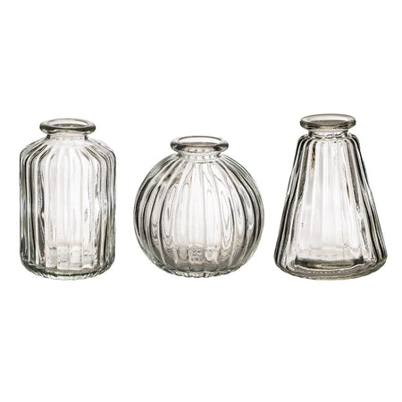 Green Glass Bud Vases - Set of 3