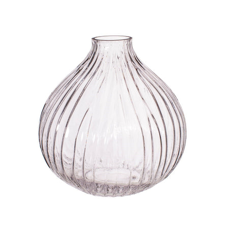 Round Fluted Glass Vase Amber