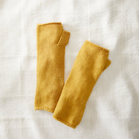 Wool Mitten Fingerless Gloves Lined Mustard Yellow Gupta