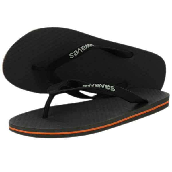 Waves Mens 100% Natural Rubber Flip Flop   Grey / Orange