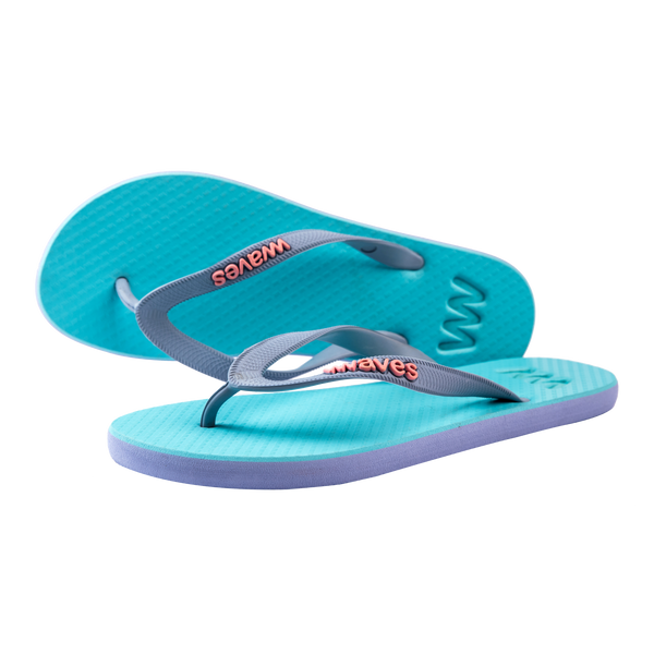 Waves Womens 100% Natural Rubber Flip Flop   Lilac  / Blue