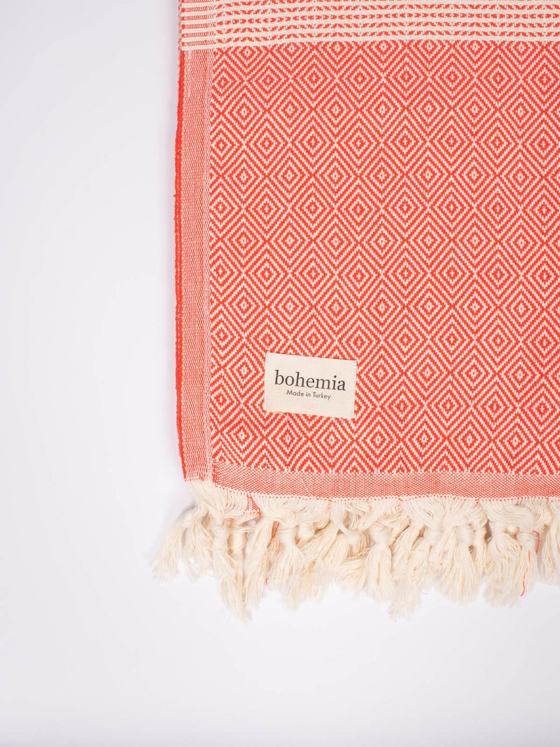 Nordic Dot Turkish Hammam Towel - Orange