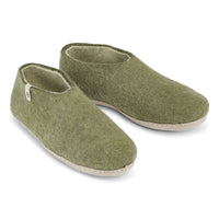 Wool Slipper Shoes, Moss Green