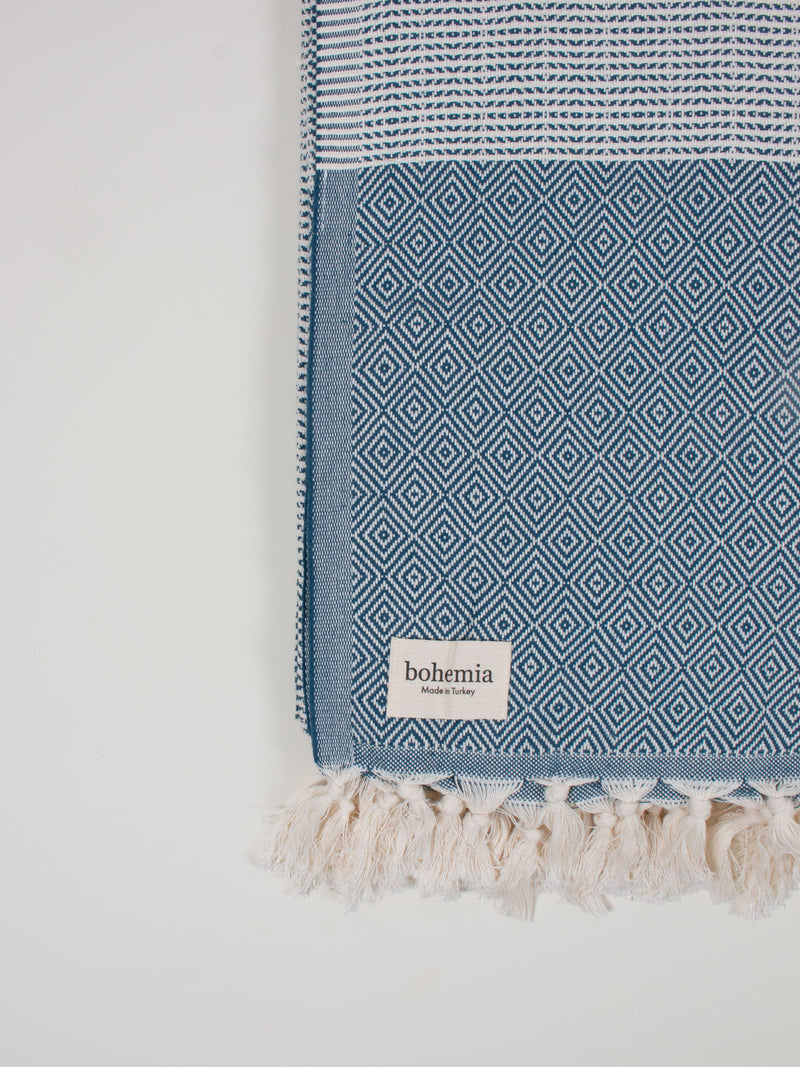 Nordic Dot Turkish Hammam Towel - Indigo