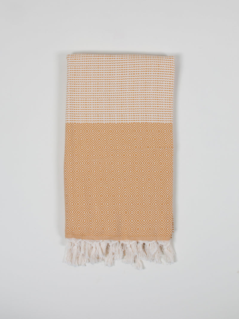 Nordic Dot Turkish Hammam Towel - Mustard