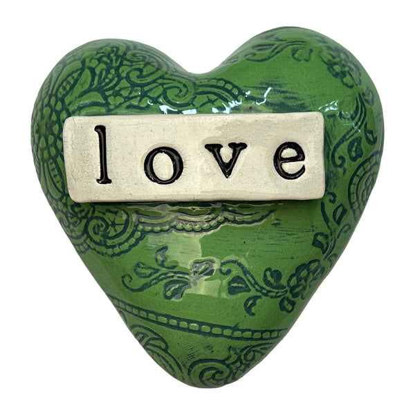 Handmade Ceramic Love Heart - GREEN