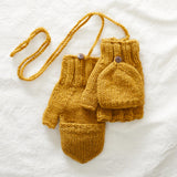 Wool Mitten Fingerless Gloves Lined Mustard Yellow Gupta