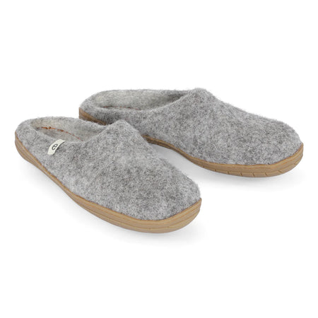 Wool Slippers Felted Mule Natural Grey EGOS Copenhagen