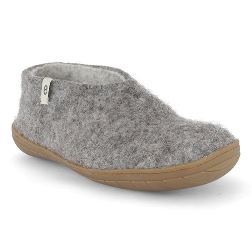 Wool Slipper Shoes Grey Rubber Sole Felted Mule