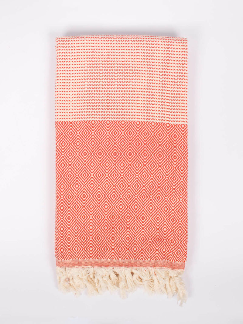 Nordic Dot Turkish Hammam Towel - Orange