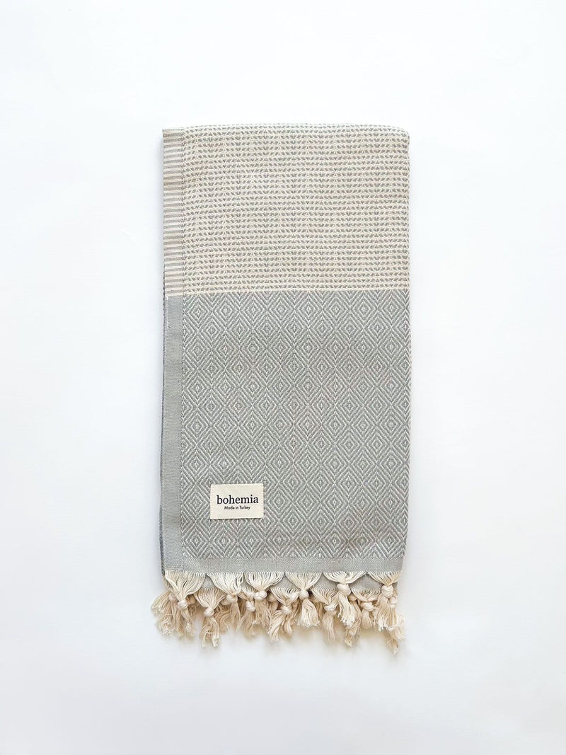 Nordic Dot Turkish Hammam Towel - Pearl Grey