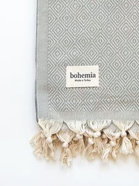 Nordic Dot Turkish Hammam Towel - Pearl Grey