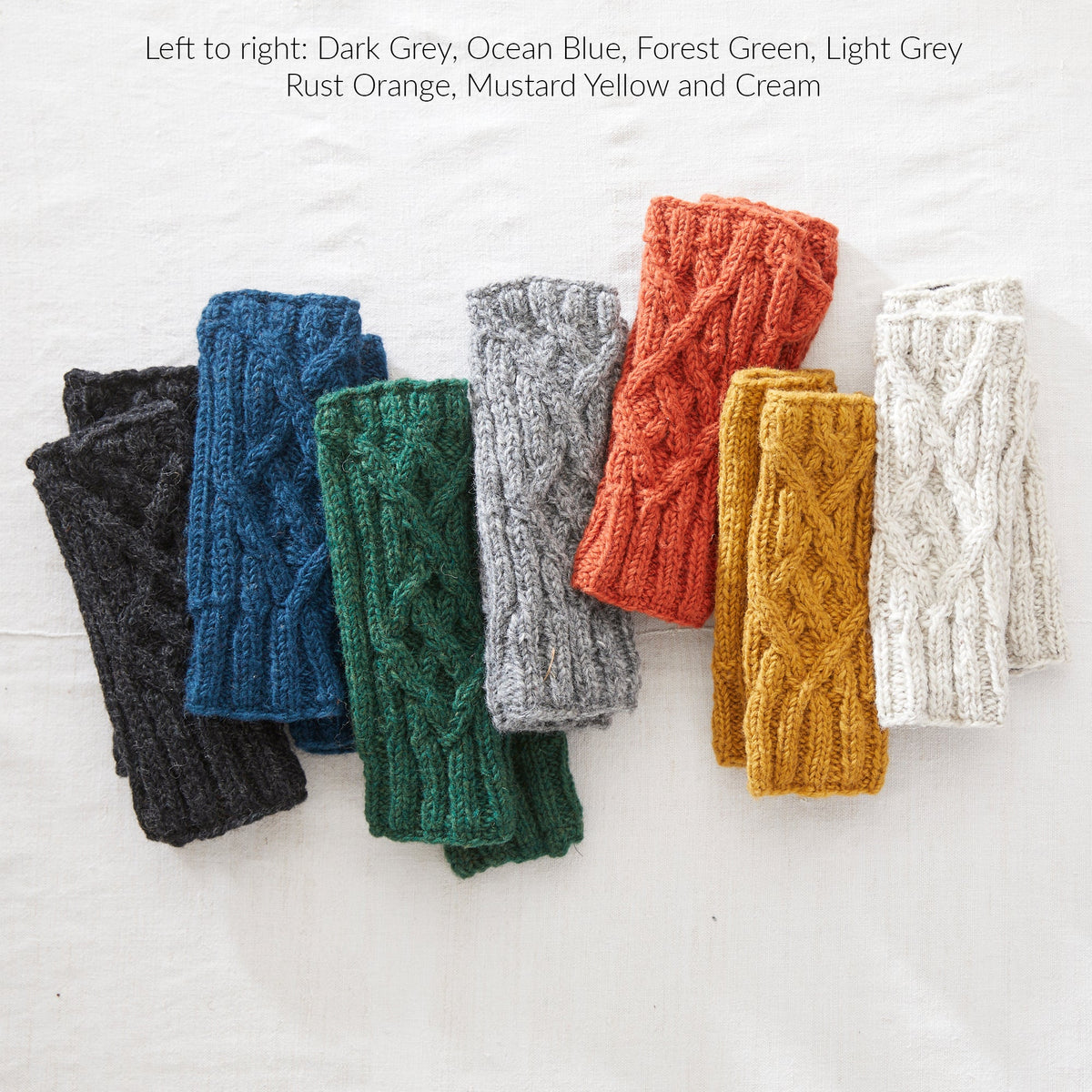 Wristwarmer Wool Gloves Cable Knit Multicoloured Light Grey RAJA