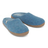 Wool Slippers Sea Blue Rubber Sole Felted Mule