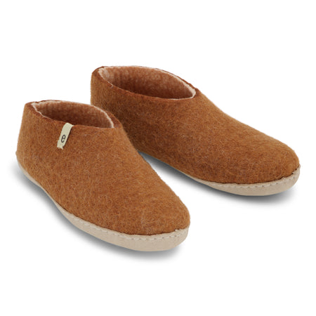 Wool Slippers Clay Rubber Sole Felted Mule
