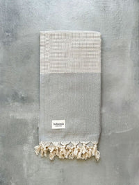 Nordic Dot Turkish Hammam Towel - Pearl Grey