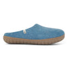 Wool Slippers Sea Blue Rubber Sole Felted Mule