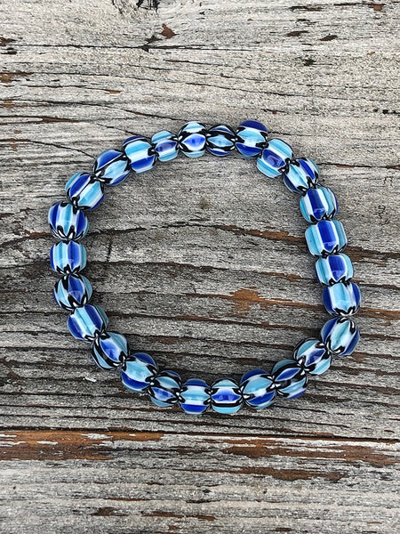 Nailo Pattern Recycled Glass Bead Bracelet