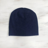 PAVA Unisex Luxury Merino Slouch Beanie Hat / Navy Blue