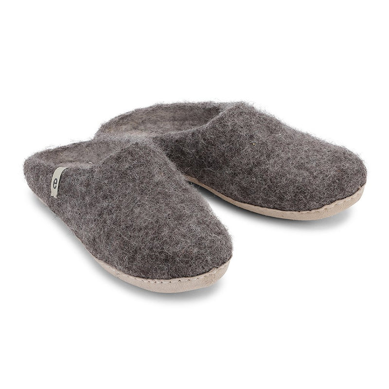 Wool Slippers Felted Mule Natural Brown EGOS Copenhagen
