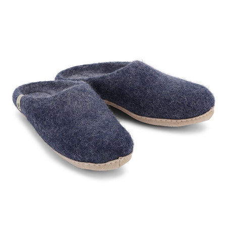 Wool Slipper Shoes Sea Blue Felted Mule