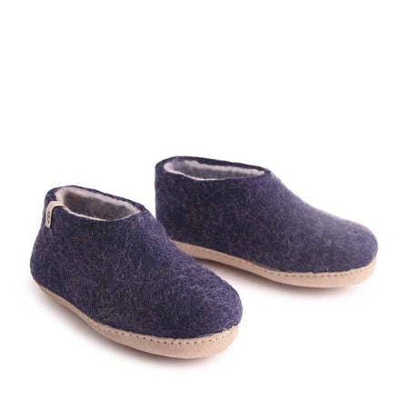 Womens Moroccan Leather Babouche Basic Slippers Plum