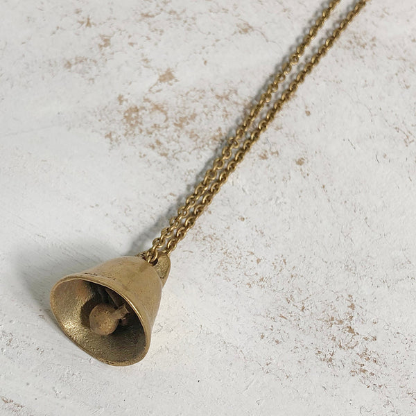 Rani Handmade Minimalist Brass Bell Pendant Necklace