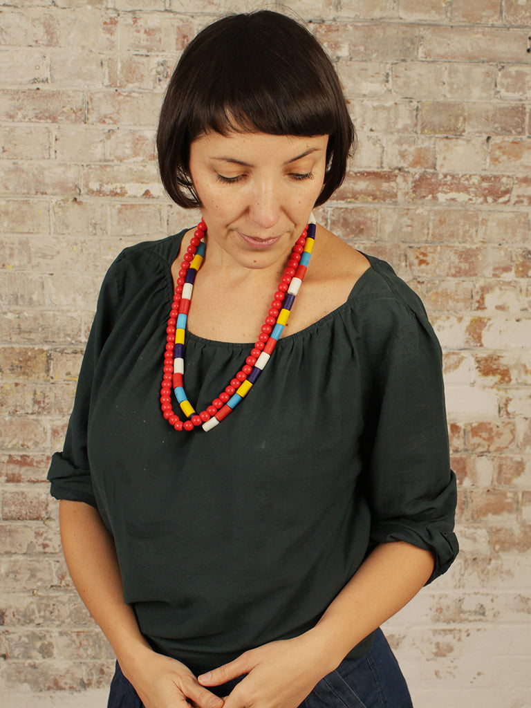 Jangali Opaque Recycled Glass Bead Necklace