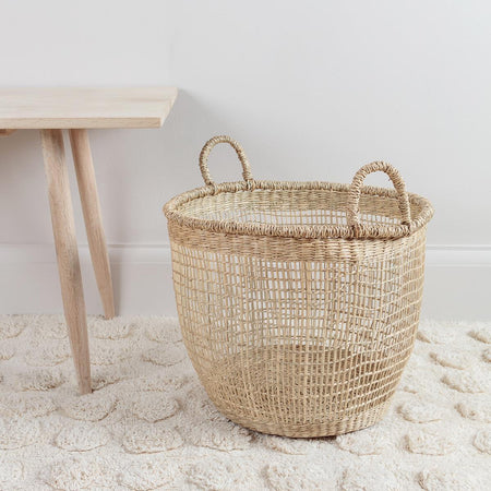 Woven Seagrass Basket with Handles Small
