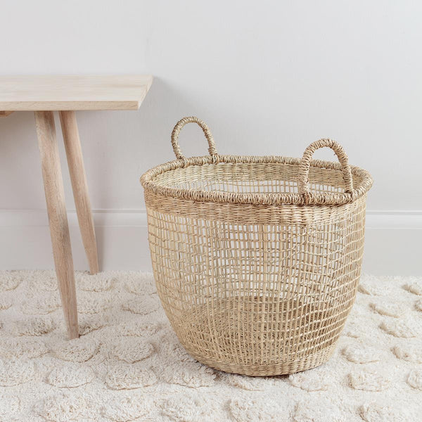 Woven Seagrass Basket with Handles Large