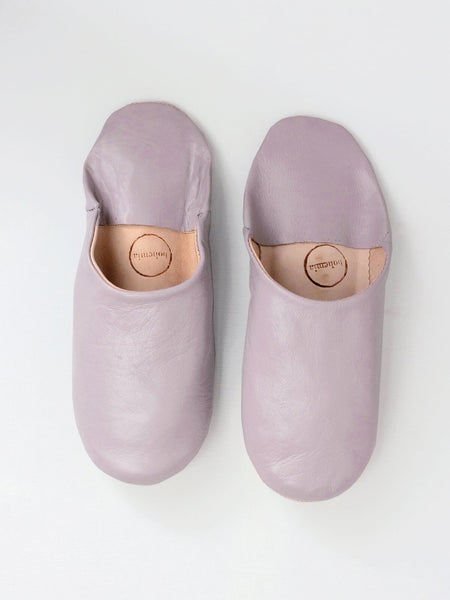 Womens Moroccan Leather Babouche Basic Slippers Duck Egg