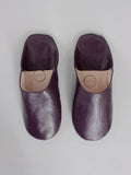 Womens Moroccan Leather Babouche Basic Slippers Plum