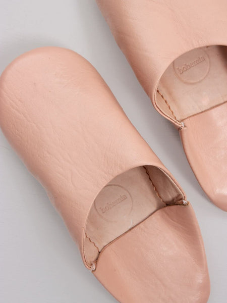 Womens Moroccan Leather Babouche Basic Slippers Ballet Pink