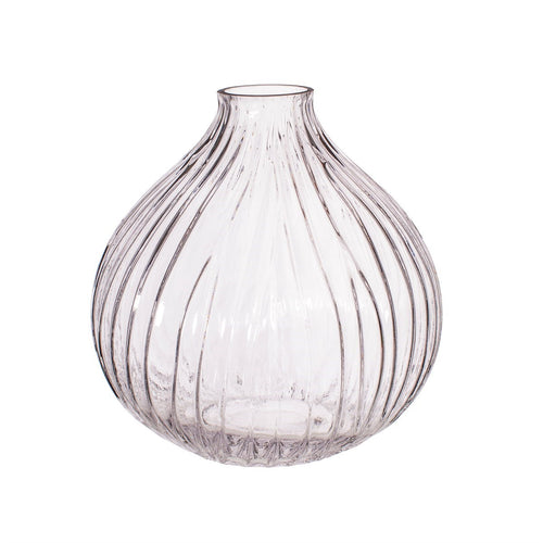 Round Fluted Glass Vase Clear