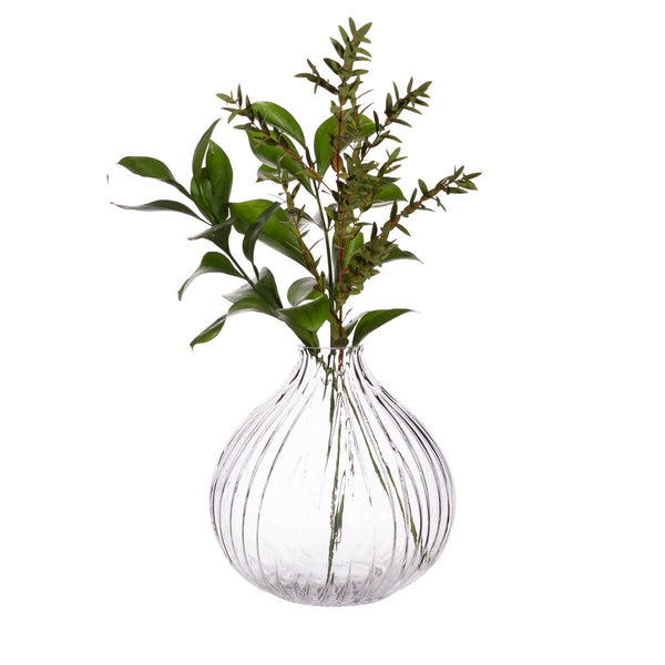 Round Fluted Glass Vase Clear