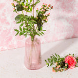 Tall Fluted Glass Vase Pink