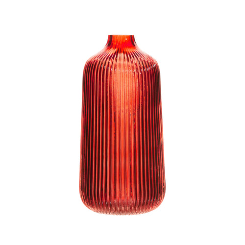 Tall Fluted Glass Vase Amber
