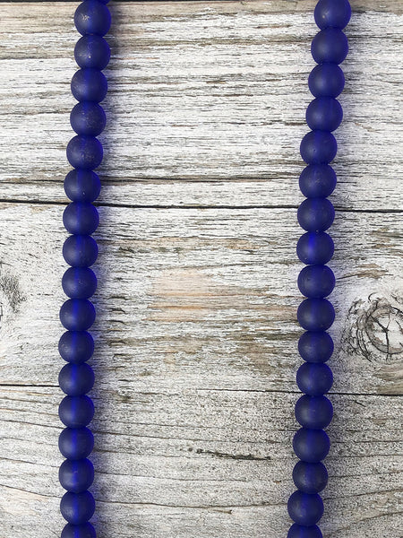 Jangali Translucent Recycled Glass Bead Necklace / Blue
