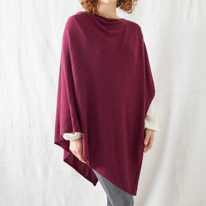 RISI Luxury Merino Cowl Poncho / Plum Purple
