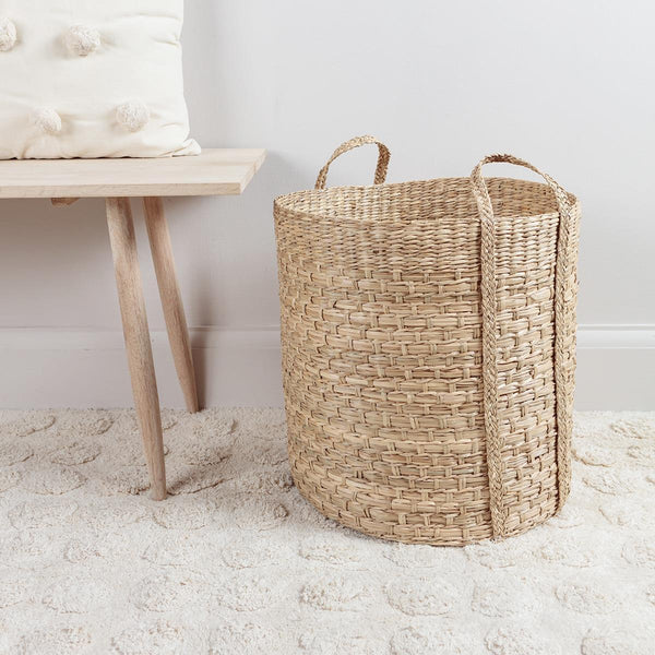 Tall Seagrass Basket with Handles Large