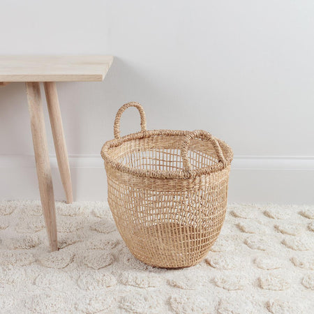 Woven Seagrass Basket with Handles Medium