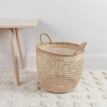 Woven Seagrass Basket with Handles Large